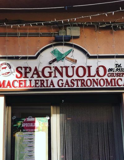 Spagnuolo Insegna in legno luminosa per Macelleria Bagheria, Palermo